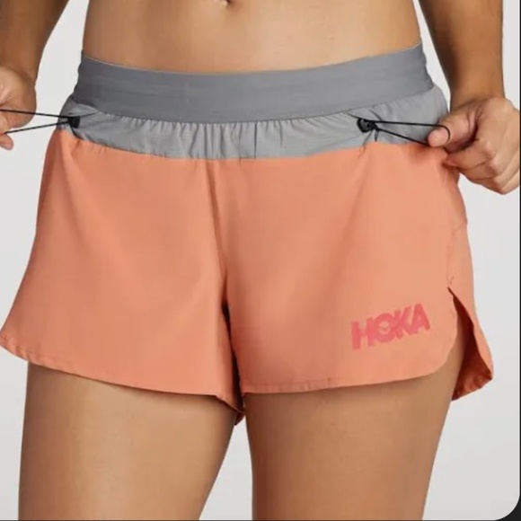 HokA One One SG Trail Short S Pockets Sun Baked Peach Run - Picture 2 of 10